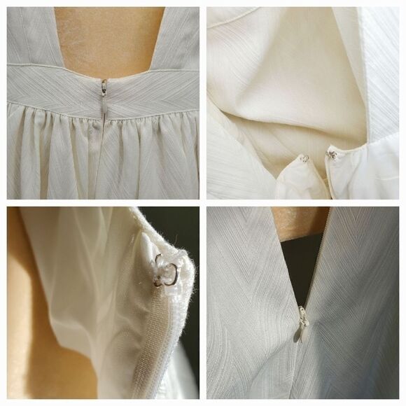 Rachel Zoe Lydia White Textured Cap Sleeve Open Back Pleated A-Line Dress - Picture 14 of 16